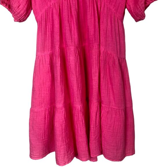 Xirena Nissa Open Back Tiered Puff Sleeve Mini Trapeze Dress Size Medium - Picture 8 of 10